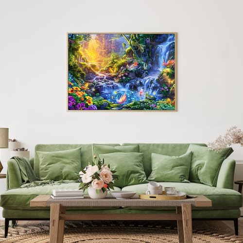 Puzzles for Adults 1000 Pieces,Magic Lake Jigsaw Puzzle with 1:1 HD Poster, Perfect Interlocking No Dust, Stress Relief Ideal Gift for Family Games - color: Magic Lake