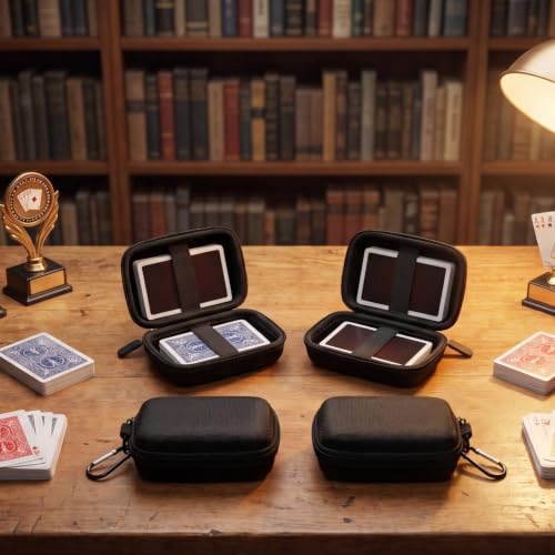 Sanwuta 2 Pcs Travel Card Games Case Playing Card Case EVA Hard Protective Storage Carrying Bag for Classic Playing Box Not Including Cards (Black) - color: Black