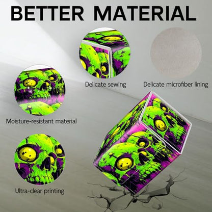 Trading Card Storage Box, Holds 100+ for MTG Cards, Premium PU Leather with Magnetic Closure, Green Skull Durable Deck Box for Magic the Gathering, Trading Card Games - color: Green Skull