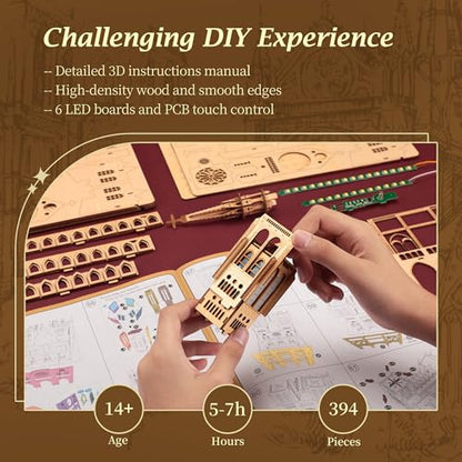 FUNPOLA LED 3D Wood Puzzle - Notre Dame de Paris Architecture Model-Night Edition with LED Lighting- DIY Building Model Craft Kit, Architecture Building Set