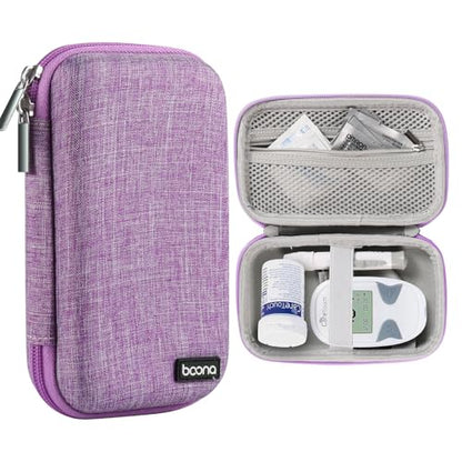 Diabetes Travel Case EVA Hard Shell Diabetic Supplies Bag Organizer for Blood Sugar Testing Kit, Glucose Monitor Kit with Meter, Glucose Test Strips, Lancets, Lancing Device, Alcohol Wipe (Purple) - color: Purple
