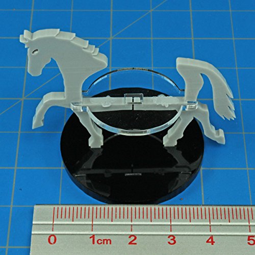 LITKO Horse Mount | Compatible with D&D & Pathfinder | 40mm Round | Grey | Turns a 30mm (1.25-inch) hero into a saddled rider | Large base | Includes steed + clear acrylic base | Glue assembly - color: Grey, style: 40mm Circular Base
