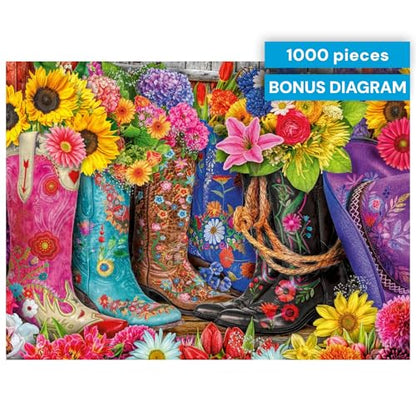 Buffalo Games Lars Stewart Cowgirl Colors 1000 Piece Jigsaw Puzzle - 26.75 x 19.75 in - Vibrant Western Art - Reference Poster - Jigsaw Puzzles for Adults
