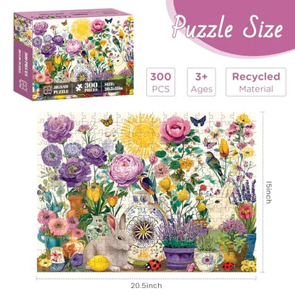 300 Pieces Jigsaw Puzzles for Adults, Garden and Rabbit Jigsaw Puzzle - style: Garden and Rabbit