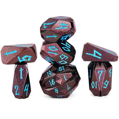 FONVGOGO Metal Dice Set D and D for Dungeons and Dragon, Metal Polyhedral DND Dice with Cardboard Box Unique Cool RPG Dice for Role Playing Tabletop Games Gifts (Brown Blue) - color: S Brown Blue