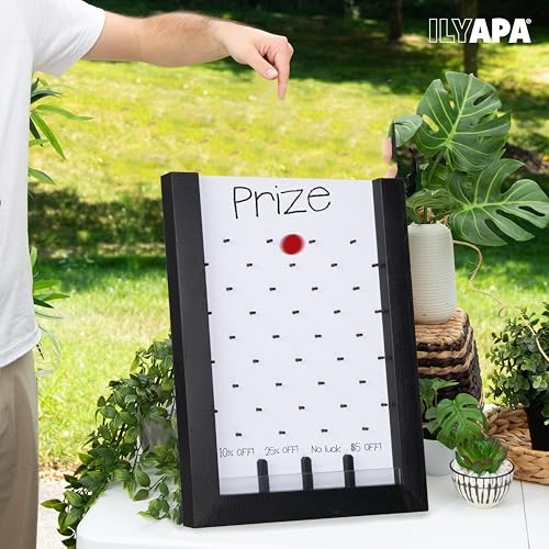 Ilyapa Prize Drop Board, 13x17 in - Penny Drop Game, Whiteboard Sign | Wooden A-Frame Whiteboard Sign, Includes 8 Coin Drop Discs & Eraser - For Trade Shows & Events