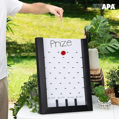 Ilyapa Prize Drop Board, 13x17 in - Penny Drop Game, Whiteboard Sign | Wooden A-Frame Whiteboard Sign, Includes 8 Coin Drop Discs & Eraser - For Trade Shows & Events