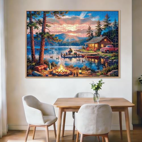 Lakeside Retreat Cabin Puzzles for Adults 1000 Pieces,Impossible Hard Difficult Challenging Jigsaw Puzzles for Adults 1000 Pieces,Puzzle with Letters on Back,Recycled Paper Jigsaw Puzzle(27.6"x19.7") - color: Lakeside Retreat Cabin