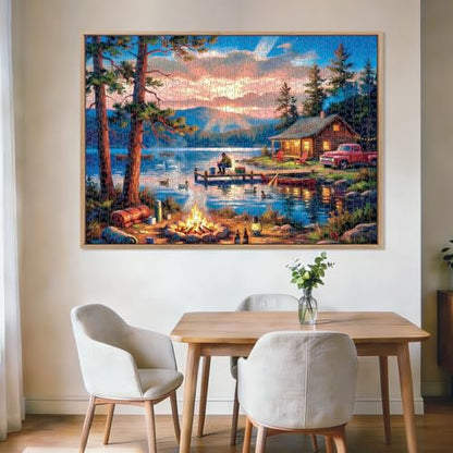 Lakeside Retreat Cabin Puzzles for Adults 1000 Pieces,Impossible Hard Difficult Challenging Jigsaw Puzzles for Adults 1000 Pieces,Puzzle with Letters on Back,Recycled Paper Jigsaw Puzzle(27.6"x19.7") - color: Lakeside Retreat Cabin
