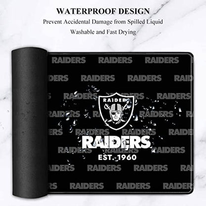 Stitched Edges Mouse Desk Pad,Large Gaming Mouse Pad for Laptop Computer Desktop Keyboard,Black Gray Design Mat for Football Sport Fans Mousepad