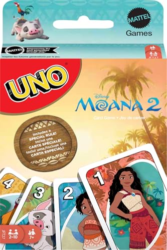 Mattel Games UNO Disney Moana 2 Card Game for Kids, Adults & Family with Deck & Special Rule Inspired by the Movie - style: UNO Moana