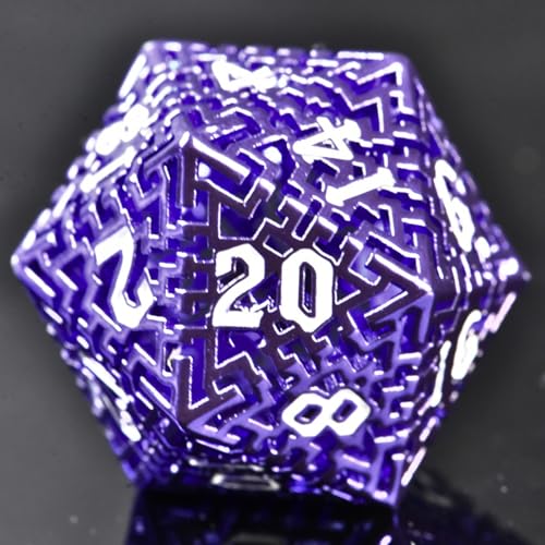 Hollow Metal The Lost Maze DND Dice Set with an Iron Box for DND COC Role Playing dice Games and Board Games Gift (Purple) - color: Metal Maze Purple