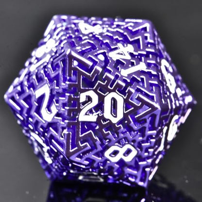 Hollow Metal The Lost Maze DND Dice Set with an Iron Box for DND COC Role Playing dice Games and Board Games Gift (Purple) - color: Metal Maze Purple