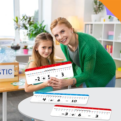 26 Packs Number Line Dry Erase Boards, Double Sided Writable and Erasable Board-0 to 20 on One Side & -10 to10 on Other Side Math White Board for Kids, Students, Classroom and Home (12” x 4”) - color: Stars, size: -10-10/0-20 -26 Packs