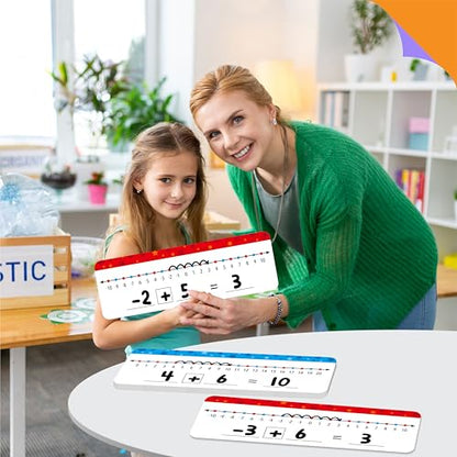 26 Packs Number Line Dry Erase Boards, Double Sided Writable and Erasable Board-0 to 20 on One Side & -10 to10 on Other Side Math White Board for Kids, Students, Classroom and Home (12” x 4”) - color: Stars, size: -10-10/0-20 -26 Packs