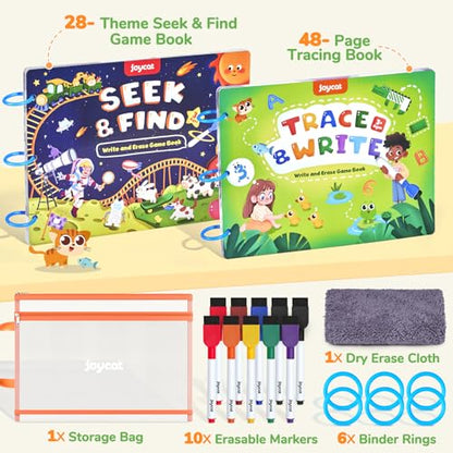 JoyCat Preschool Learning Activities Set (2-Pack) for Toddlers & Kids 3-5 | Letters & Numbers Handwriting Practice Tracing Workbooks for Toddlers & Kids, Birthday Gifts for Girls and Boys Ages 3-5 - style: 6. Seek & Find+Trace & Write