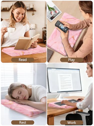 2-in-1 Ergonomic Keyboard Stand with Wrist Rest, Comfy Keyboard Riser Holder with Massage Design, Pink Marble - color: Pink Marble