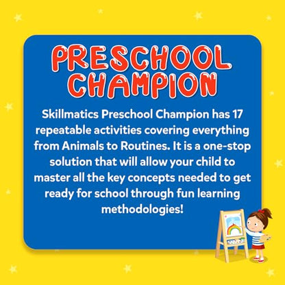Skillmatics Educational Game : Preschool Champion | Reusable Activity Mats with 2 Dry Erase Markers | Gifts & Preschool Learning for Ages 3-6 | Write and Wipe Boards with 2 Dry Erase Markers, Learning & Travel Toy, Screen-Free, Gift for Kids Ages 3, 4, 5,