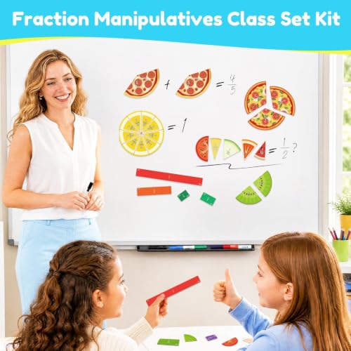 Magnetic Fraction Playbook for Kids – Magnetic Fraction Tiles & Montessori Fraction Demonstration Book, Hands-On Educational Puzzle Learning Set for Home, Elementary Classroom & Homeschool