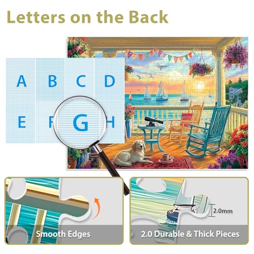 500 Piece Puzzles for Adults, Beach Flower Jigsaw Puzzle for Adult Seniors, Recycled Cardboard Dog Puzzle 500 Pieces, Challenging Puzzles Activity Game Nights Gift for Friends 20.5 * 15IN - style: Beach