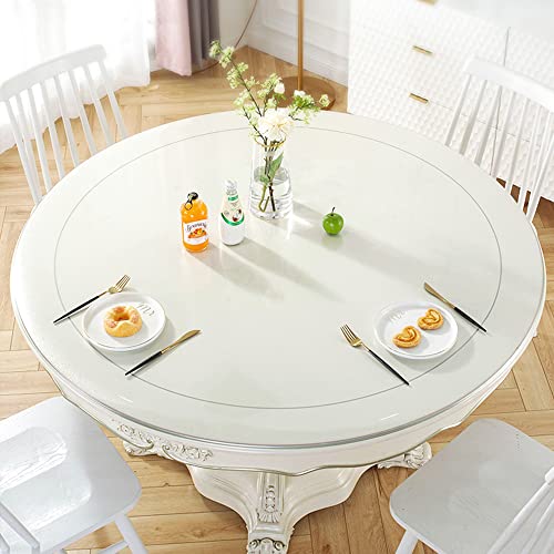 50 Inch Round New Clear Dining Room Tablecloth Dia PVC Plastic Table Cover Protector Waterproof Heat Resistant Easy Clean Clear Vinyl Table Pad Mat for Wood Marble Glass Furniture Tabletop 1.5mm Thick