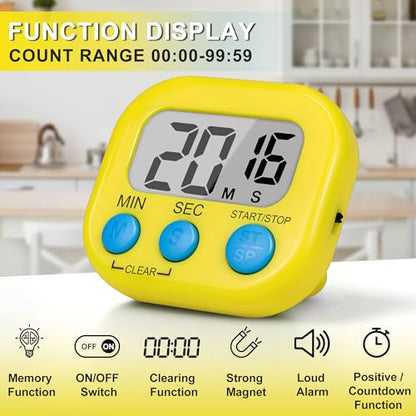 ZILLEEN Classroom Timer for Kids Teachers 2 Pack Digital Timers, Blue & Yellow - color: Blue & Yellow