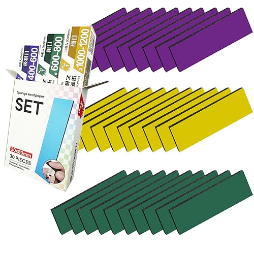 stedi Sanding Sponge for Model Gundam Building, 400-1200 Grit | Hobby Model Tools Hand Sanding Block Waterproof Wet Dry Reuse Sandpaper, 30 Sheets - style: 2mm #400 to #1200(30PCS)