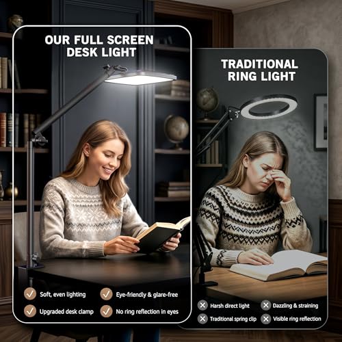 NiceVeedi 14" Soft Streaming Light, Dimmable Desk Ring Light with Clamp, 2700K-6500K/CRI97+/Flexible Arm/Modular Design/Remote, Key Light for Podcast/Home Office/YouTube/TikTok/Makeup/Video Calls