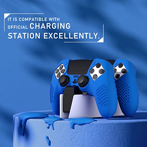 PlayVital 3D Studded Edition Anti-Slip Silicone Cover Case for ps5 Edge Controller, Soft Rubber Protector Skin for ps5 Edge Wireless Controller with 6 Thumb Grip Caps - Blue - color: Blue