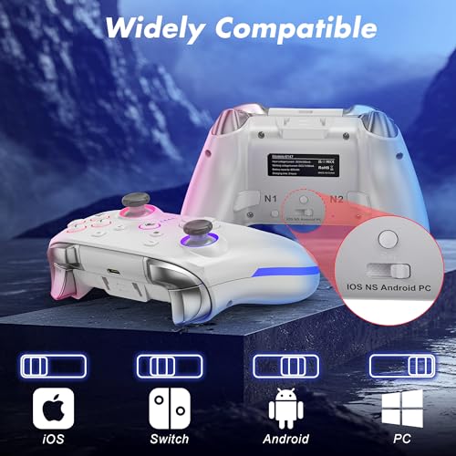 Wireless Pro Controller for Switch 2/Switch/Lite/OLED,Replacement for Switch Pro Controller,Switch 2 Controller Support PC & Android/iOS with RGB LED,Wake-up,Programmable,Adjustable Turbo Vibration Function