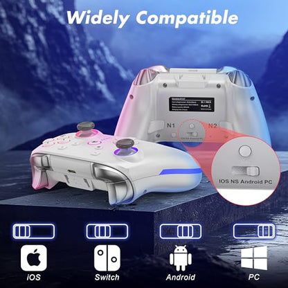 Wireless Pro Controller for Switch 2/Switch/Lite/OLED,Replacement for Switch Pro Controller,Switch 2 Controller Support PC & Android/iOS with RGB LED,Wake-up,Programmable,Adjustable Turbo Vibration Function