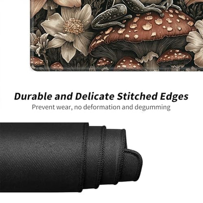 Frog On Mushrooms for MTG & TCG Playmat Mouse Pad,BFDHGQZC 24" x 14" Game Mat for MTG/RPG/CCG Trading Card Game Playmats Table Mat Perfect for Card Games Video Games Computer Office - color: Frog on Mushrooms