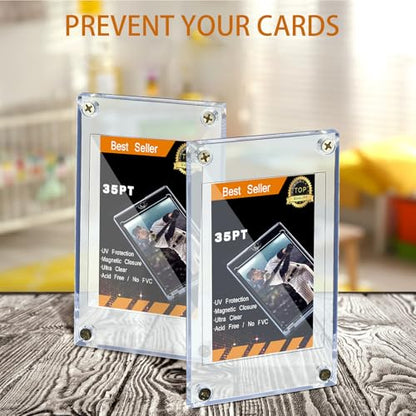 50 Pieces Acrylic Card Holder Screw Trading Card Protector 35 PT Clear Protectors for Baseball Football Sports Game Cards Storage and Display
