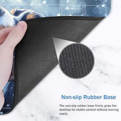 for MTG/TCG Playmat with Zones, 24 x 14 inches Trading Card Playmat with A Storage Bag and 6 Dice, Non-Lip Rubber Bottom Game Desk Mat, Bernese Mountain Dog in The Snow - color: Yux-playmats-2-3A-251