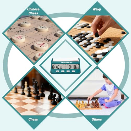 Chess Clock, Competition Specific Chess Timer, Portable Digital Electronic Large Screen Chess Clock,Suitable for Timers in Chess, Go, Checkers, and Other Board Games (Cyan) - color: Cyan