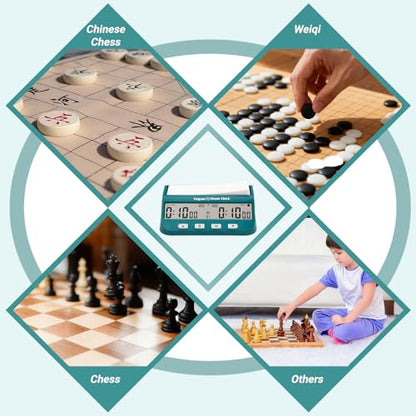 Chess Clock, Competition Specific Chess Timer, Portable Digital Electronic Large Screen Chess Clock,Suitable for Timers in Chess, Go, Checkers, and Other Board Games (Cyan) - color: Cyan
