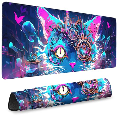 Gaming Mouse Pad, Desk Mat for Keyboard and Mouse, Large Mouse Pad for Desk, Computer Mousepad - color: Cool Cat Head 2