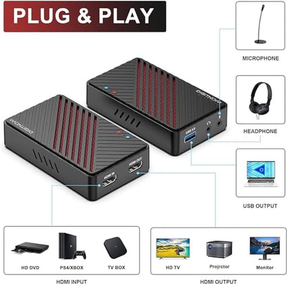 4K Video Capture Card, HDMI to USB3.0 Live Gamer Capture Card Full HD 1080P 60fps, Ultra-Low Latency for Streaming and Recording, Work with Nintendo Switch, PS5, PS4, Xbox One, PC