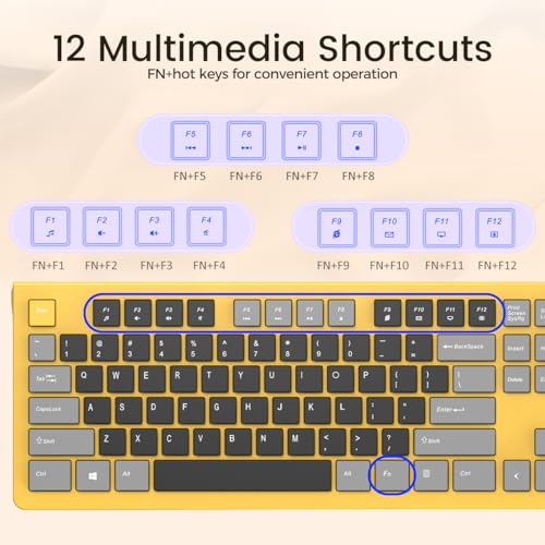 COLIKES Wired Keyboard, Ultra-Thin USB Wired Computer Keyboard, Low-Profile Keys, Spill-Resistant, Multimedia Keys, Compatible with Windows, Mac, Chrome, Linux, and Android-Yellow - color: Yellow