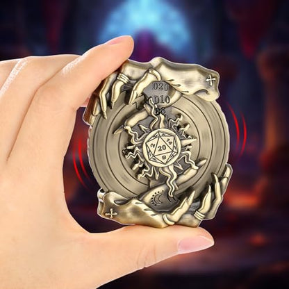 Spinner DND Dice Set, Metallic D&D Dice, Magic Hand Roulette Dice Spinner for DND Dice Set, D&D Gifts with Gift Box, Role Playing Game Board Game Accessories, Bronze - color: Bronze