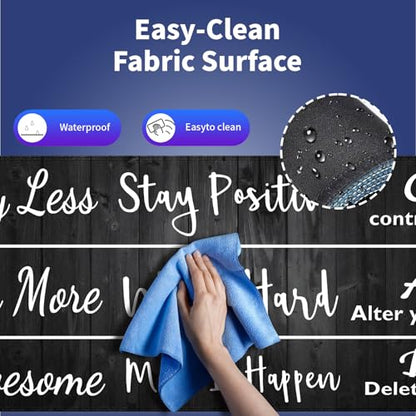Stay Positive Work Hard Large Mouse Pad, Rustic Black Wood Grain Desk Mat | Inspirational Quote White Arrows, Motivational Design, 31.5" x 11.8", XXL Gaming Stitched Keyboard Mat, Smooth, Anti-Slip - color: Inspirational Black Wood