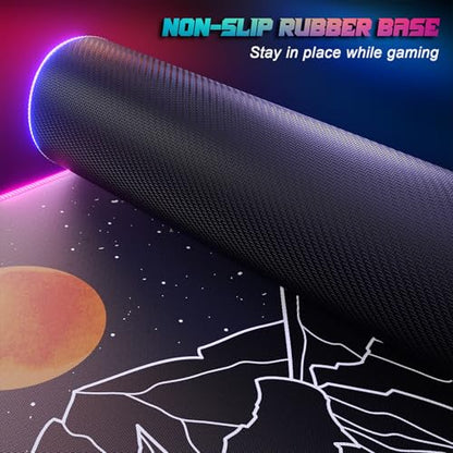 ITNRSIIET RGB Gaming Mouse Pad, Full Desk XL Extended Large Gaming Mousepad, 12 Lighting Modes 30% Thicker Big LED Desk Mat for Gamers, 32 x 12 inches, Starry Sky Moon - color: Starry Sky Moon