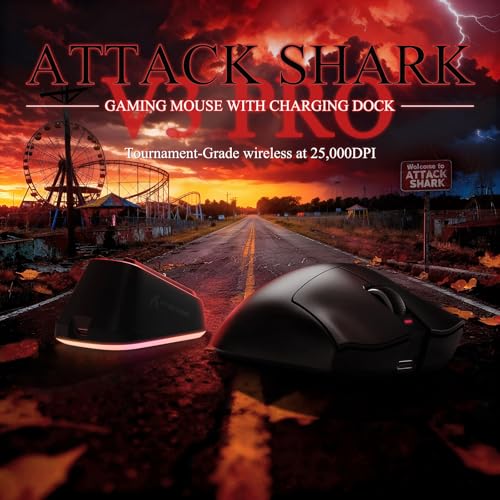 MAMBASNAKE Attack Shark V3 PRO 62g Superlight Wireless Gaming Mouse,RGB Magnetic Charging Dock,BK52820 Tri-Mode BT/2.4G Wireless/Wired Mouse,25000DPI,500mAh,5 Programmable Buttons for Pc/Mac,Black - color: Black