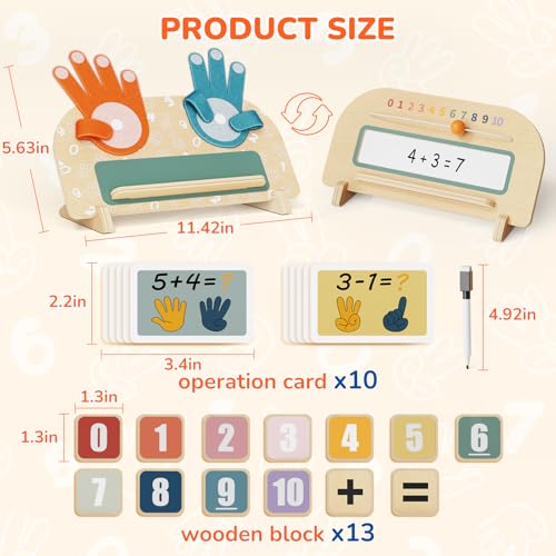 Montessori Math Toy for Kids 3-5, Double-Sided Finger Counting Board with Writing Board & Number Blocks, Preschool Learning Toy for Addition & Subtraction, Educational Gift - size: SIZE B