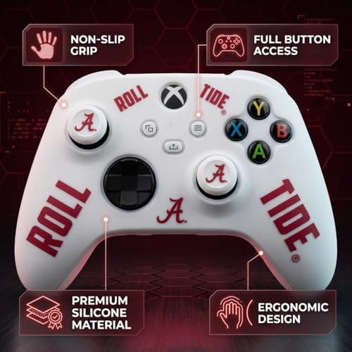 Silicone Gaming Cover Compatible with Xbox Controller - Officially Licensed University of Alabama Crimson Tide Away Design - color: Away-A2