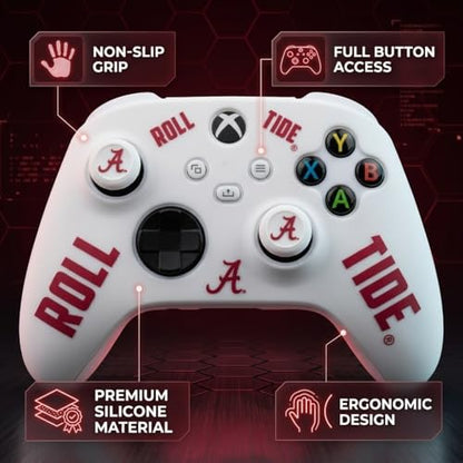 Silicone Gaming Cover Compatible with Xbox Controller - Officially Licensed University of Alabama Crimson Tide Away Design - color: Away-A2