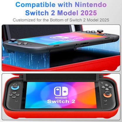 daydayup Switch Carrying Case Compatible with Nintendo Switch 2, with 24 Games Cartridges Protective Hard Shell Travel Carrying Pouch DS Case Red - color: Red, size: 2025-Inch