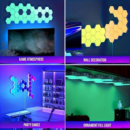 8 Pack Hexagon Light Panels - Smart RGB Hexagon LED Lights Wall Lights with APP & Remote Control Cool Music Sync Gaming Lights for Lving Room, Bedrooms, DIY Lovers, Gifts, Gaming Room, Kids