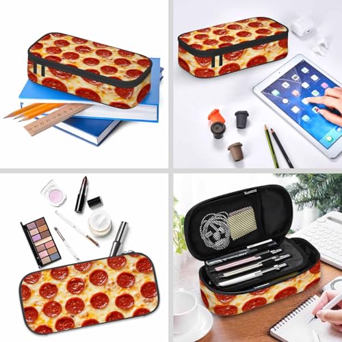 Cheese Pizza Pencil Case Fantasy Delicious Food Circle Pencil Bag Pouch Box Organizer for College Student Teen Adults - color: Cheese Pizza
