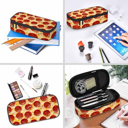 Cheese Pizza Pencil Case Fantasy Delicious Food Circle Pencil Bag Pouch Box Organizer for College Student Teen Adults - color: Cheese Pizza